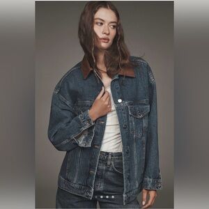 NWT retails 118, Pilcro Blue Jean Jacket with Brown Collar